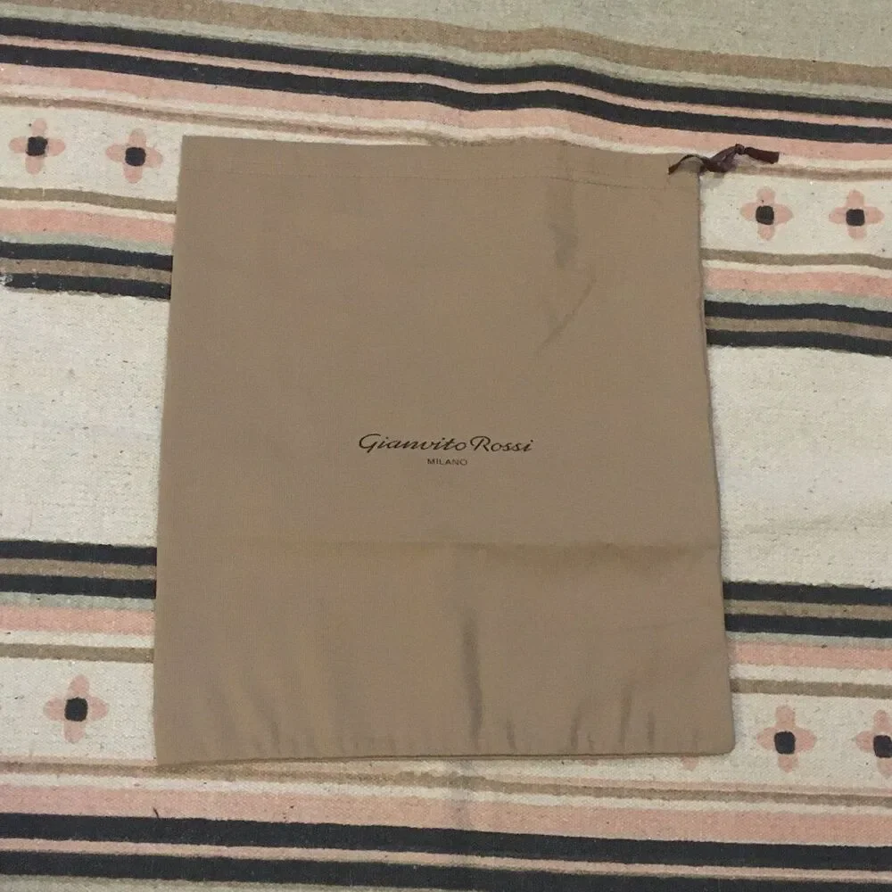Gianvito Rossi Dark beige light soft fabric Brown ribbon drawstring 14” x 13”
